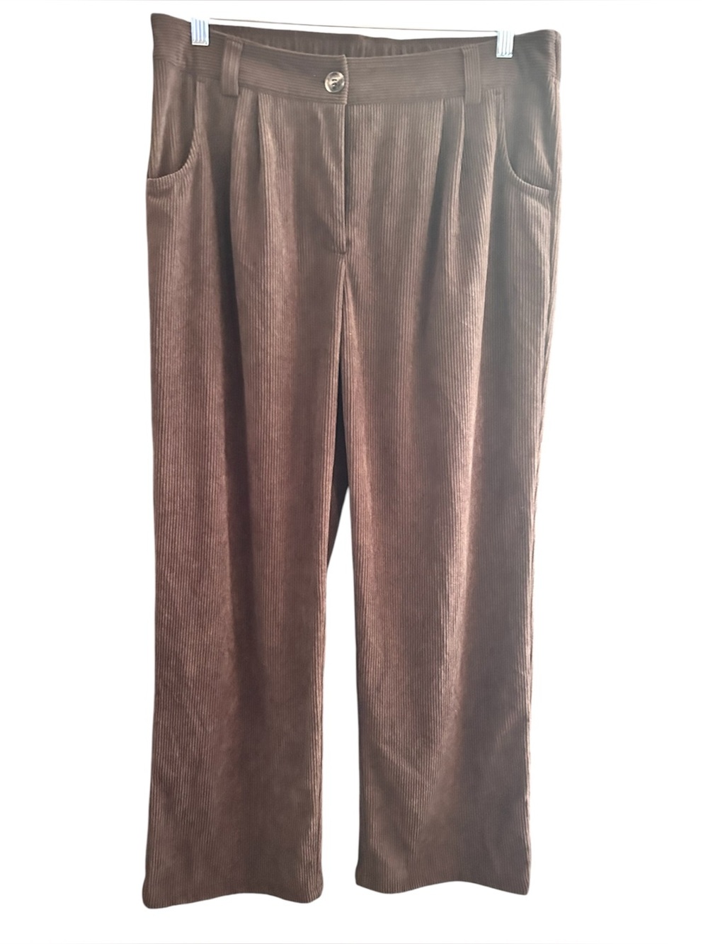 Halara Brown Corduroy Wide Leg Pants XL High Rise Pleated Trousers
